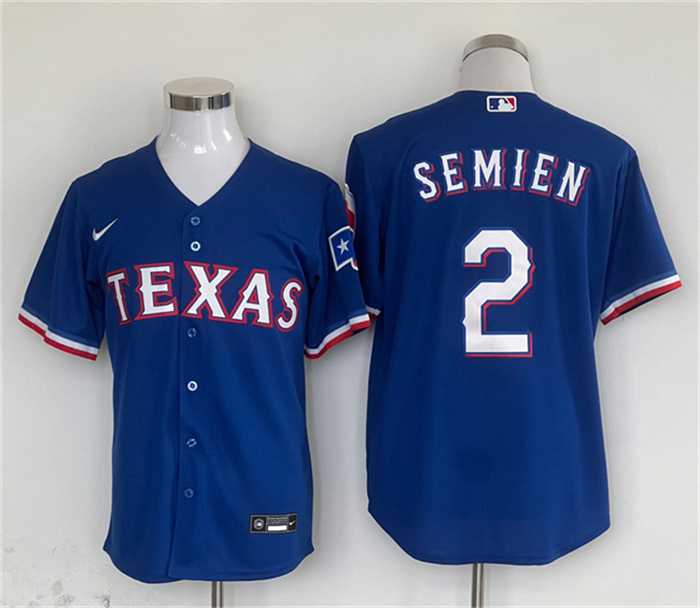Mens Texas Rangers #2 Marcus Semien Royal With Patch Cool Base Stitched Baseball Jersey->texas rangers->MLB Jersey